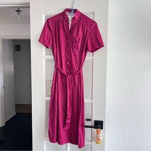 Vintage Floral Pink Shirt Dress with Belt